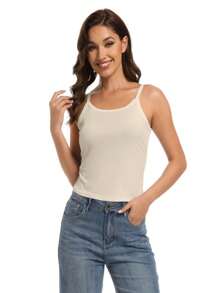 OUTBALL Women's Vest Round Neck Slim Fit Spaghetti Strap Summer Tops Sleeveless Casual Vest Basic Fashion Tops