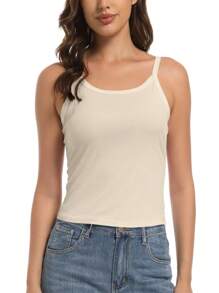 OUTBALL Women's Vest Round Neck Slim Fit Spaghetti Strap Summer Tops Sleeveless Casual Vest Basic Fashion Tops