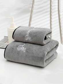 1 件/2 件刺绣超纤纤维吸水毛巾、情侣浴巾、长方形毛巾、沙滩巾 1 条浴巾 1 条毛巾套装、健身房和泳池浴室使用、学校、返校、旅行、旅行必需品、家居必需品、毛巾、皮肤护理 - 彩色 - 查看 9