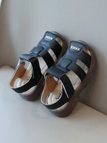 1 双儿童纯色休闲运动凉鞋，夏季时尚