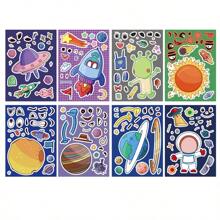 8Pcs Face Changing Sticker Unicorn Cartoon Cute Graffiti Children's Puzzle DIY Hand Account Puzzle Sticker (Some Colors And Styles Are Random)