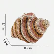 Bolso de noche brillante con conchas marinas y pedrería para mujer, bolso de mano de verano para cenas, playa, fiesta de graduación. - Marrón - Ver 4