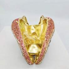 Bolso de noche brillante con conchas marinas y pedrería para mujer, bolso de mano de verano para cenas, playa, fiesta de graduación. - Marrón - Ver 5