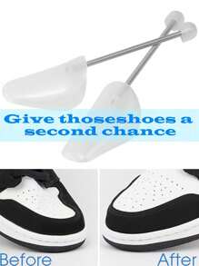 1 对可调节塑料鞋撑，适用于男士和女士，自动扩展，不变形鞋子定型器 - 白色 - 查看 8