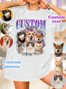 Oversized Shirt, Personalized Y2K Bootleg Rap T-Shirt, Retro Custom Photo 90s T-Shirt, Fun Gift Tee, Gift For My Couples, Retro Top With Couple Photo, Custom GF/BF Shirt, Gift For Her, Gift For Girlfriend/Wife,Ornamental,Dawg,Unique,Custom,Belle Costume,Ideal Gifts For Her,Family,Friends,Pink Girls,For Holiday,For Vacation,For Anniversaries