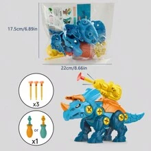 适合 3 岁以上儿童的恐龙玩具，可拆解的益智建筑套装，适合儿童的玩具，配有软子弹和钻头，适合 3 岁以上男孩和女孩的圣诞节生日礼物 - 彩色 - 查看 28