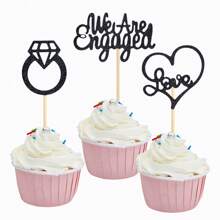 24 件我们订婚了纸杯蛋糕装饰闪光婚礼订婚纸杯蛋糕精选新娘送礼会主题派对蛋糕装饰用品 - 彩色 - 查看 10