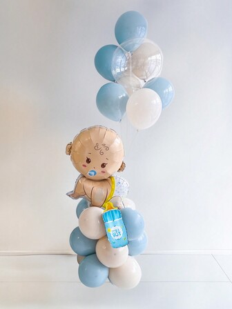 Set de 21 piezas para decoración de fiesta de revelación de sexo, globos de látex rosa y azul, globos claros de 24" para baby shower, "sip & see", primer cumpleaños, celebración de revelación de sexo