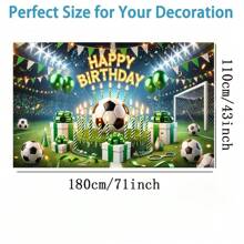 1 pieza Pancarta de cumpleaños con balón de fútbol, telón de fondo de fiesta de poliéster, accesorio de fotografía, sin necesidad de electricidad, suministros para fiestas en el hogar y la cocina