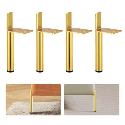 YUNRUX 4 Pieces Furniture Feet Steel Table Legs, Cabinet Legs, Cone Furniture Legs Gold 15 Cm