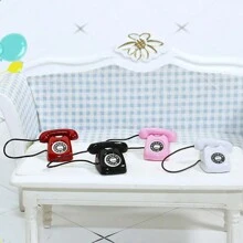 1pc 1:12 Scale Dollhouse Accessories, Mini Telephone Model For Miniature Food Toys, Diorama Scenery, Creative Decor, Toy Model, Terrarium DIY, Alloy Ornament, Christmas/New Year Gift