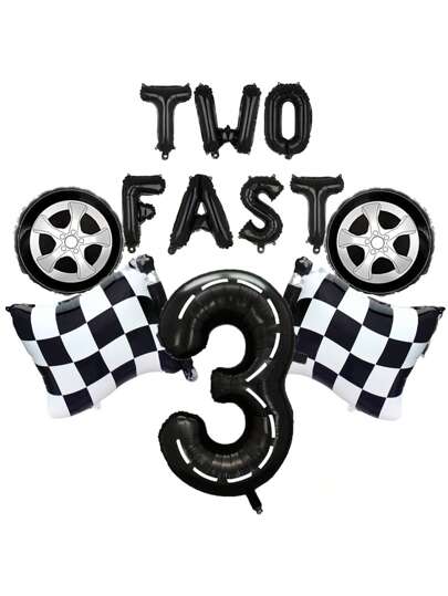 2pcs/Set "TWO FAST" Aluminum Foil Number Balloons 1-9,Racing Theme Birthday Party Decorations,Lighting Mcqueen Party,Racing Party Decor,Race Car Party Favors