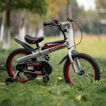 STITCH Chevalier 12/14/16 Pouces Vélo Enfants pour Garçons et Filles de 2 à 7 Ans, Vélo à Vitesse Unique pour Enfants avec Cadre en Acier Carbone, Roues d'Entraînement, Double Freins à Main et Cloche (Rouge, Argent+Bleu, Argent+Rouge)
