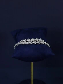 Set de 5 bijuterii de mireasă în stil regal de lux, include colier, brățară, cercei, inel, lucrat manual cu design de ciucuri cu frunze stratificate și zirconiu cubic, potrivit pentru purtare zilnică și nuntă, cadou de aniversare a nunții (ambalaj în cutie cadou) inclus