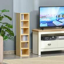 6 Tier Beech Wooden CD DVD Game Book Shelf Storage Tower Rack- Fits 102 CDs - Multicolor - View 8