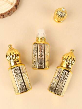 6ml Portable Exquisite Embossed Glass Fragrance Bottle, Ideal For Essential Oil, Perfume, Cream, Decanting, Traveling, Party, Holiday, And Birthday/Valentine's Day Gifts