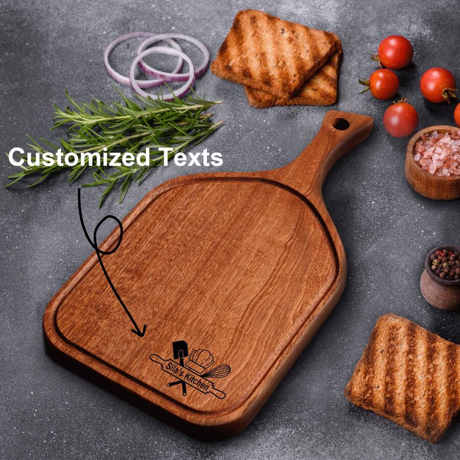 1pc Custom Asymmetric Wooden Kitchen Cutting Board, Ebony Chopping Board, Pizza Baking Tray, Engagement Gift, Wedding Gift, Housewarming Gift - Multicolor - View 1