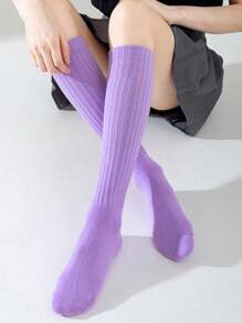 1 Pair Women Over The Knee Socks, Colorful Vertical Stripe Pattern, Fashion Versatile Thigh High Stockings, Spring/Summer