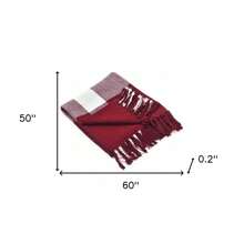 50" X 60" Red Woven Cotton Checkered Throw Blanket With Fringe