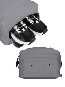 1 Pc Fashionable Multifunction Travel Backpack With Luggage Strap Design. Portable Minimalist Work Bag With Multi Compartments.Personality School Bag With USB Charging Port.Business Casual Weekender Bag With Shoes Compartment.Practical Student Laptop Bag With Laptop Compartment.Solid Color Sports Backpack With Handle - Grey - View 8