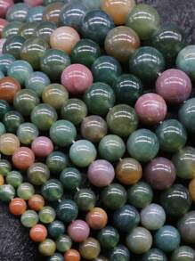 20 sztuk/opakowanie 6mm/8mm/10mm Naturalne białe kwarcowe i indyjskie agatowe okrągłe koraliki, półfabrykaty luźne koraliki do tworzenia biżuterii DIY Bransoletki Naszyjniki