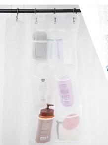 Organizador de ducha, organizador de baño o ducha con malla de secado rápido, 7 bolsillos para guardar champú, jabón, esponja vegetal y artículos esenciales para cruceros, 17 x 22 pulgadas, color blanco, 1 paquete