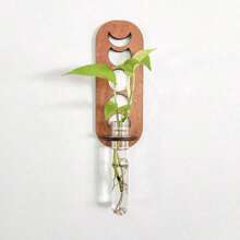 1 pièce Jardinière murale pour plantes d'intérieur, station de multiplication de phases de la lune avec support mural, vases de multiplication pour plantes, station de multiplication murale avec support en bois, tubes à essai en plastique, jardinières superposées, terrarium mural pour porte-plante de décoration murale de maison/bureau, boutures hydroponiques, support en bois pour plantes hydroponiques, décoration de jardin unique pour femmes, amateurs de plantes, décoration de chambre, décorations de mariage, décorations de maison