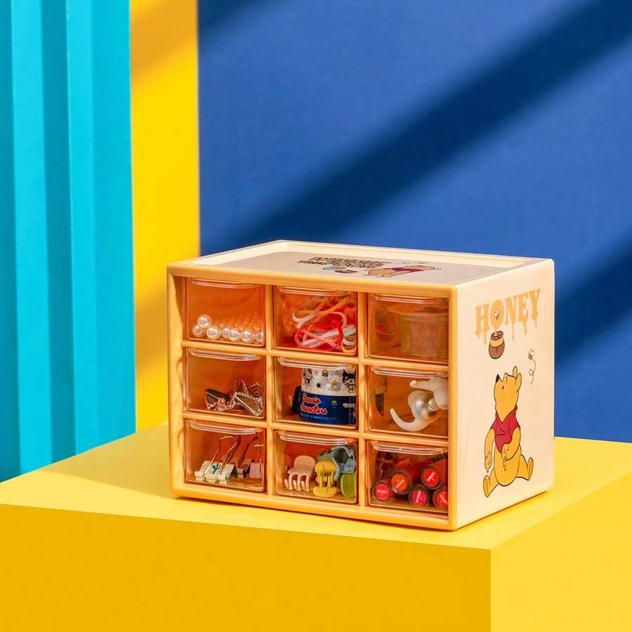 Miniso Multi-Compartment Drawer Storage , 9-Drawer Desktop Storage Cabinet, Home Storage Ornaments() - Yellow - View 1