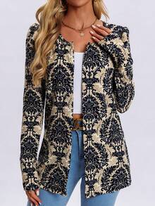 1pc Retro Paisley Pattern Jacket, Spring Autumn New Style Stand Collar Blouson Long Sleeve Bomber Jacket, Unlined