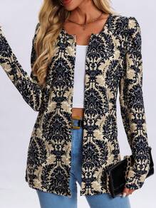 1pc Retro Paisley Pattern Jacket, Spring Autumn New Style Stand Collar Blouson Long Sleeve Bomber Jacket, Unlined