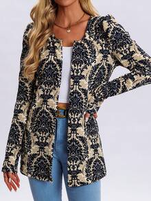 1pc Retro Paisley Pattern Jacket, Spring Autumn New Style Stand Collar Blouson Long Sleeve Bomber Jacket, Unlined
