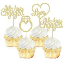24 件我们订婚了纸杯蛋糕装饰闪光婚礼订婚纸杯蛋糕精选新娘送礼会主题派对蛋糕装饰用品 - 彩色 - 查看 12