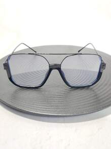 1pc Retro Design Selfie Dual-Beam Shaped Metal Thick Oversize Eyeglasses, Multi-Color, Metal Hinge, Classic Vintage 3D Style, Fashionable Non-Prescription Glasses