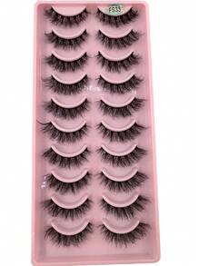 HBZGTLAD 10 Paar natürlich aussehende 5D Flauschige Katzenauge Künstliche Wimpern, Weiche Nerz-Stil Kreuz-Wimpern, Dicke & Dichte Wimpern Verlängerung für Make-up - Schwarz - Übersicht 7