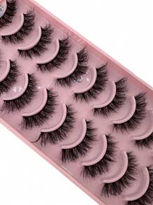 HBZGTLAD 10 Paar natürlich aussehende 5D Flauschige Katzenauge Künstliche Wimpern, Weiche Nerz-Stil Kreuz-Wimpern, Dicke & Dichte Wimpern Verlängerung für Make-up - Schwarz - Übersicht 5