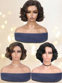 DUOZIMEI Curly Bob Wig Short Curly Wigs For Black Woman Body Wave Side Part Synthetic Lace Front Wig Wear And Go Glueless Wig For Beginners(10"-Black) - Multicolor - View 2