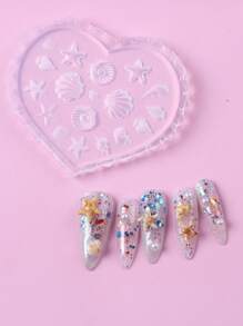 TSZS 1pc Sea Shell Starfish Goldfish Fish 3D Acrylic Nail Mold Summer Sea Jellyfish DIY Silicone Mold Nail Art Mold