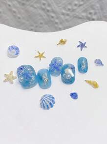 TSZS 1pc Sea Shell Starfish Goldfish Fish 3D Acrylic Nail Mold Summer Sea Jellyfish DIY Silicone Mold Nail Art Mold