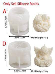 1 件天使蜡烛硅胶模具、睡眠天使蜡烛模具、玫瑰天使、肥皂石膏树脂铸造模具、家居装饰艺术礼品 - Angel - 查看 2