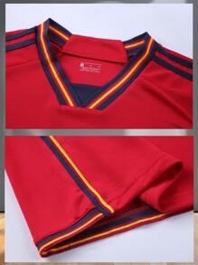 Customize Logos, Numbers, And Names For Youth Sportswear, Personalize DIY Customization, And Customize Your Unique Spanish Style Youth Men's And Women's Soccer Kit (13-16 Years Old) - Personalized Jersey And Shorts Set - Red - View 5