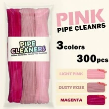 300 件粉色系列管道清洁器 - 艺术与工艺品雪尼尔扭线棒，具有独特的颜色搭配，适用于学校 DIY、母亲节工艺品和创意项目 - 充满活力、灵活且易于弯曲