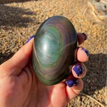 1 件独特彩虹黑曜石掌石 - 抛光掌石 - 家居装饰、节日装饰、掌石运动 - 节日期间送给家人和朋友的完美礼物 - 炫彩 - 查看 4