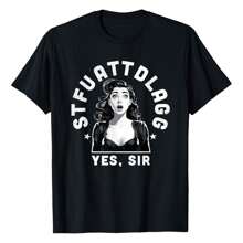 Sexy STFUATTDLAGG Yes Sir Woman Reading Spicy Good Book Love T-Shirt Versatile Women's T-Shirts - 黑色 - 查看 1