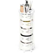 Kitchen Storage Cart, 5 Tier Circular Rotating Basket, Large Storage Rack With 360 Degree Wheels, Fruit And Vegetable Rack, Rotating Basket For Kitchen And Bathroom