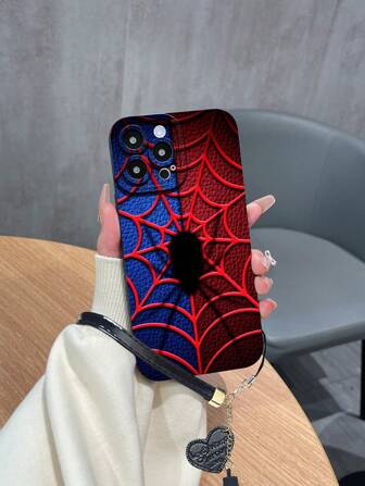 1 pièce Coque de smartphone en TPU givré, motif toile d'araignée noire et bleue, compatible avec les séries Apple iPhone 7, 7 Plus, X, XS, XR, XS Max, 11, 12, 13, 14, 15, 16, Galaxy A05, A05S, A52, A53, A13, A14, A04S, A35, S22U, S23U, S24U, Redmi Note, OPPO A, Reno, INFINIX