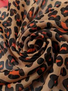 1pc Women's Spring Fashion Leopard Print Chiffon 65*65 Bandana, Stylish & Minimalist, Casual Versatile Headscarf, Suitable For Daily Outfit, All Seasons