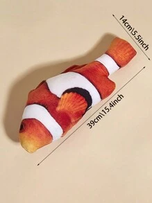 1pc Plush Realistic Clownfish Pet Toy, Suitable For Cats And Dogs, For Chewing, Playing And Relieving Boredom