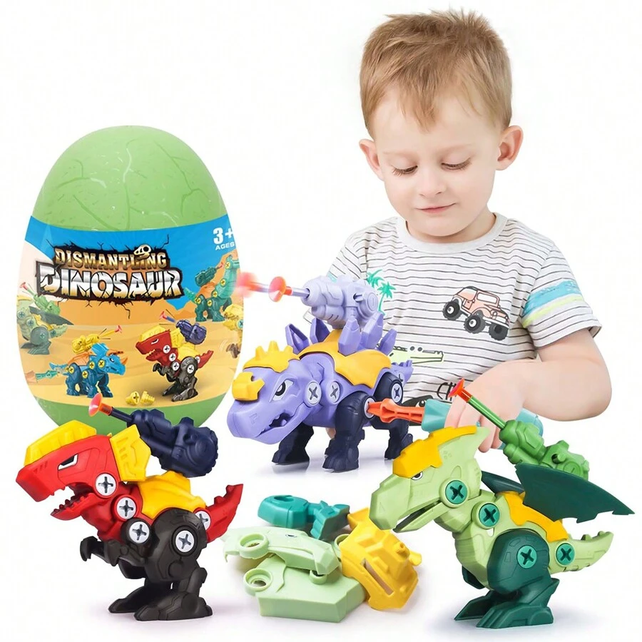 适合 3 岁以上儿童的恐龙玩具，可拆解的益智建筑套装，适合儿童的玩具，配有软子弹和钻头，适合 3 岁以上男孩和女孩的圣诞节生日礼物
