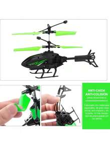 Helicoptero Radio Control Mini,Juguetes para Ninos 4 5 6 7 8 Años, Avión de Control Remoto Anti-caída, Helicoptero RC USB Recargable con Luz, Regalo Infantitiles para Navidad, Cumpleaños - Verde - Ver 4