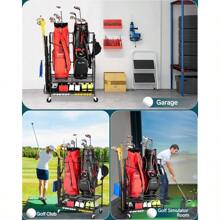 Golf Bag Storage Organizer- Golf Bag Stand Fit For Golf Bags And Golf Clubs, Golf Balls, Golf Equipment Accessories, Extra Large Golf Bag Storage Rack For Garage - Two Golf Bags Storage - View 5